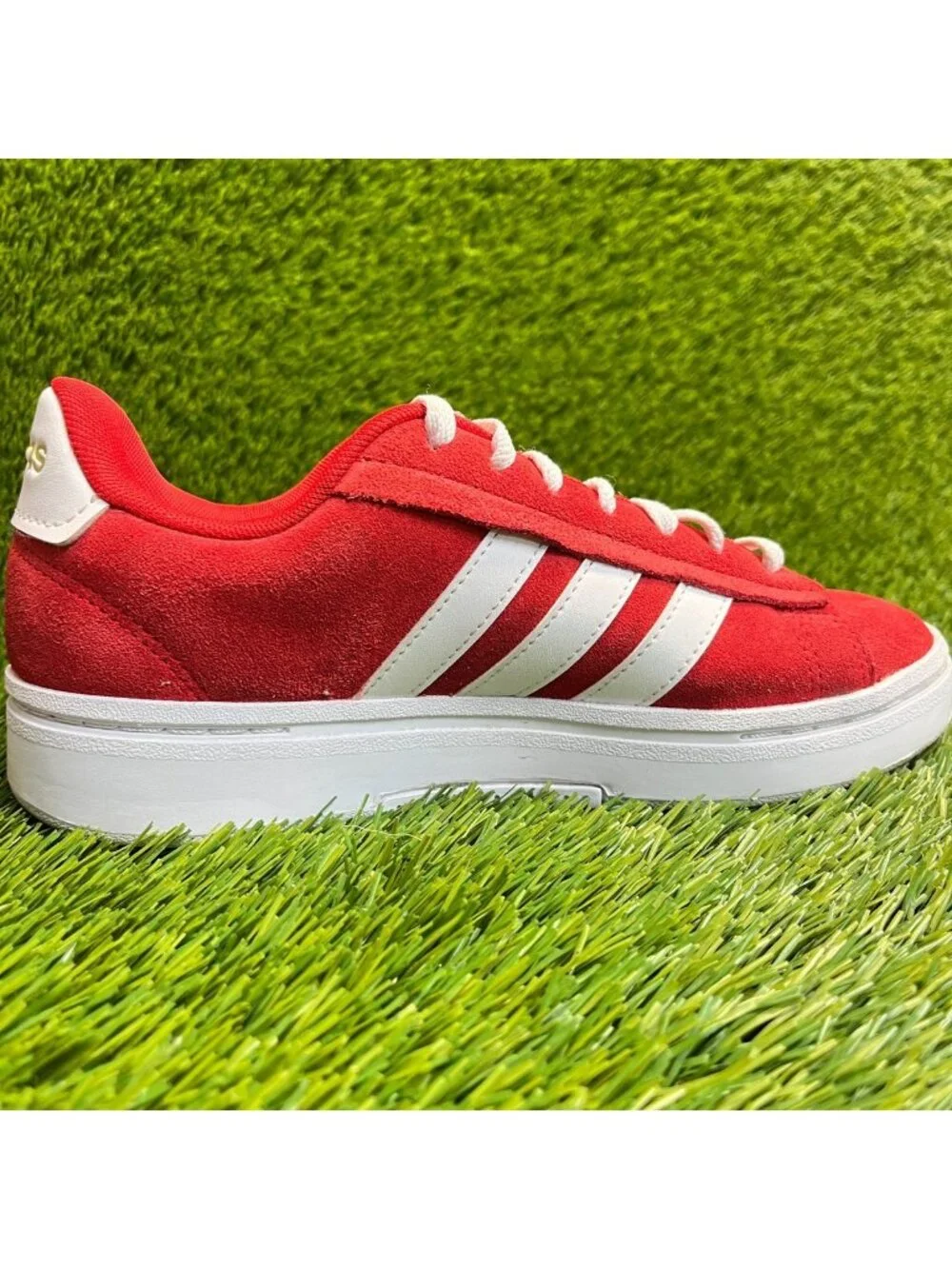 Adidas Grand Court Alpha Womens Size 6 Red White Athletic Suede Shoes Sneakers